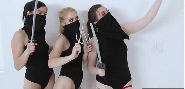  Cute ninja teens offer their pussies to a photographer